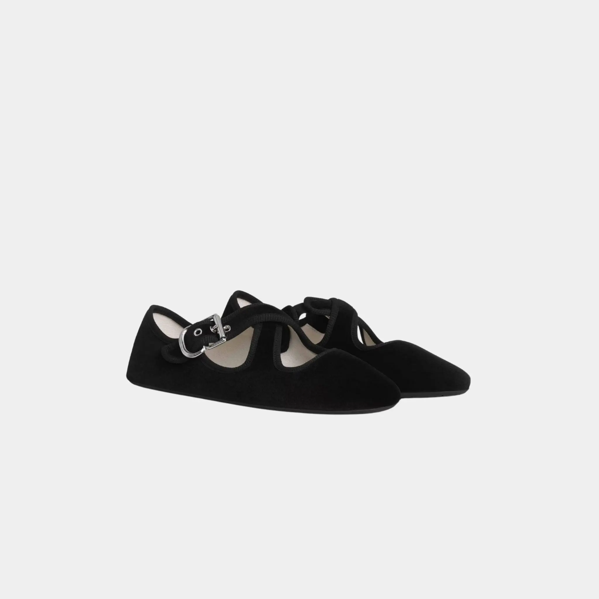 Criss Cross Ballet Flats in Velvet - Image 2