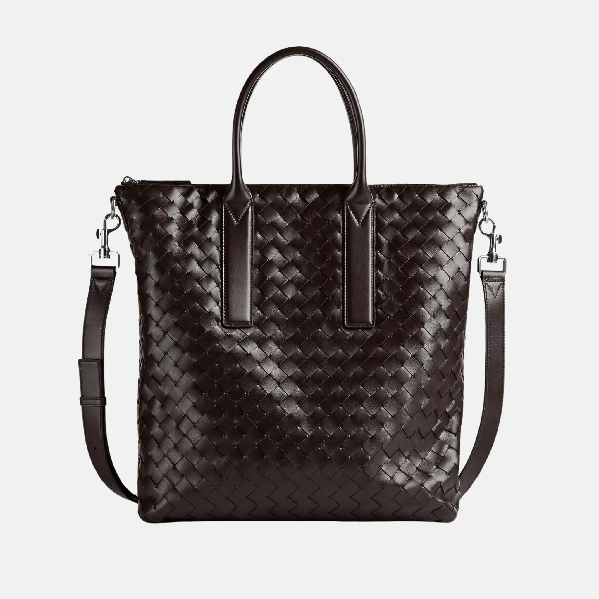 Intrecciato Zipped North South Tote Bag