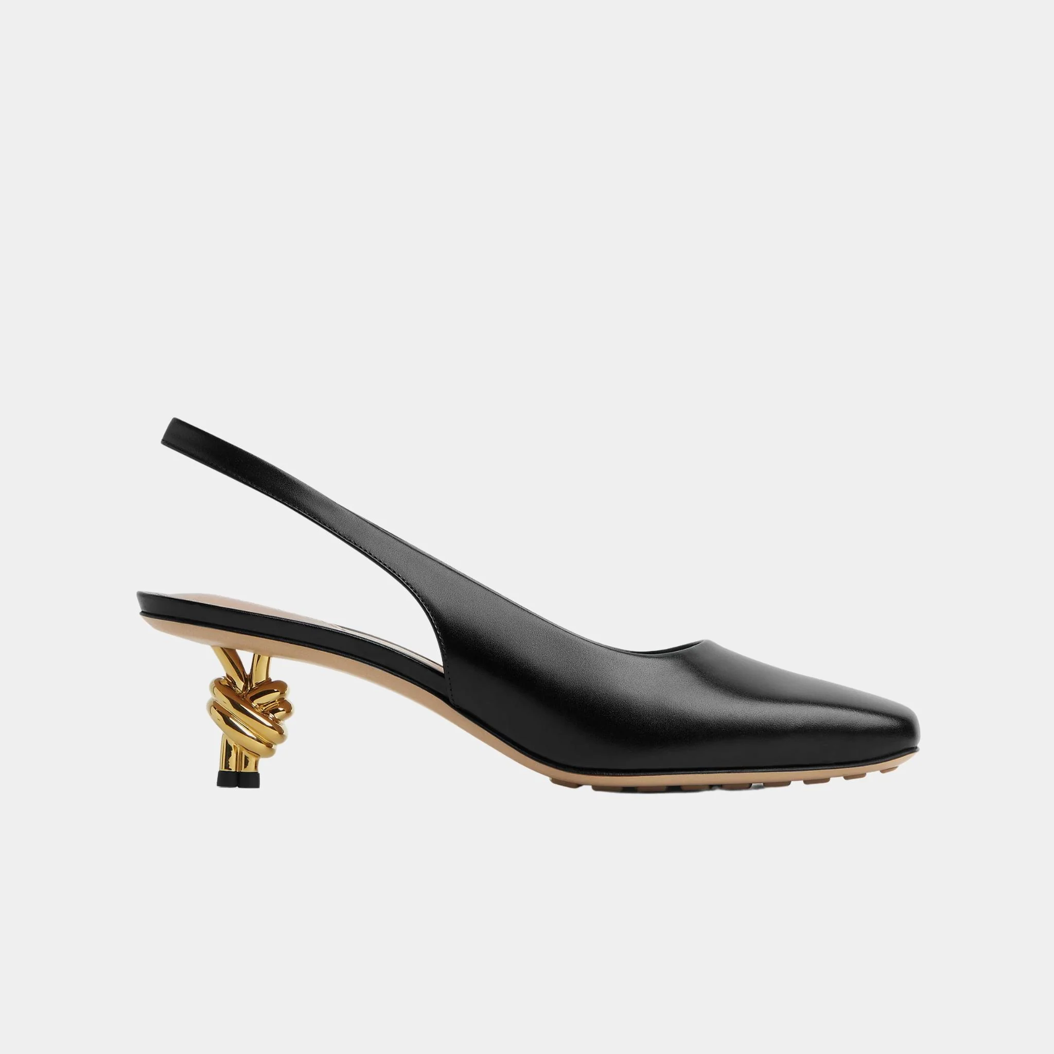 Knot Leather Slingback Pump Mid Heel - Image 4