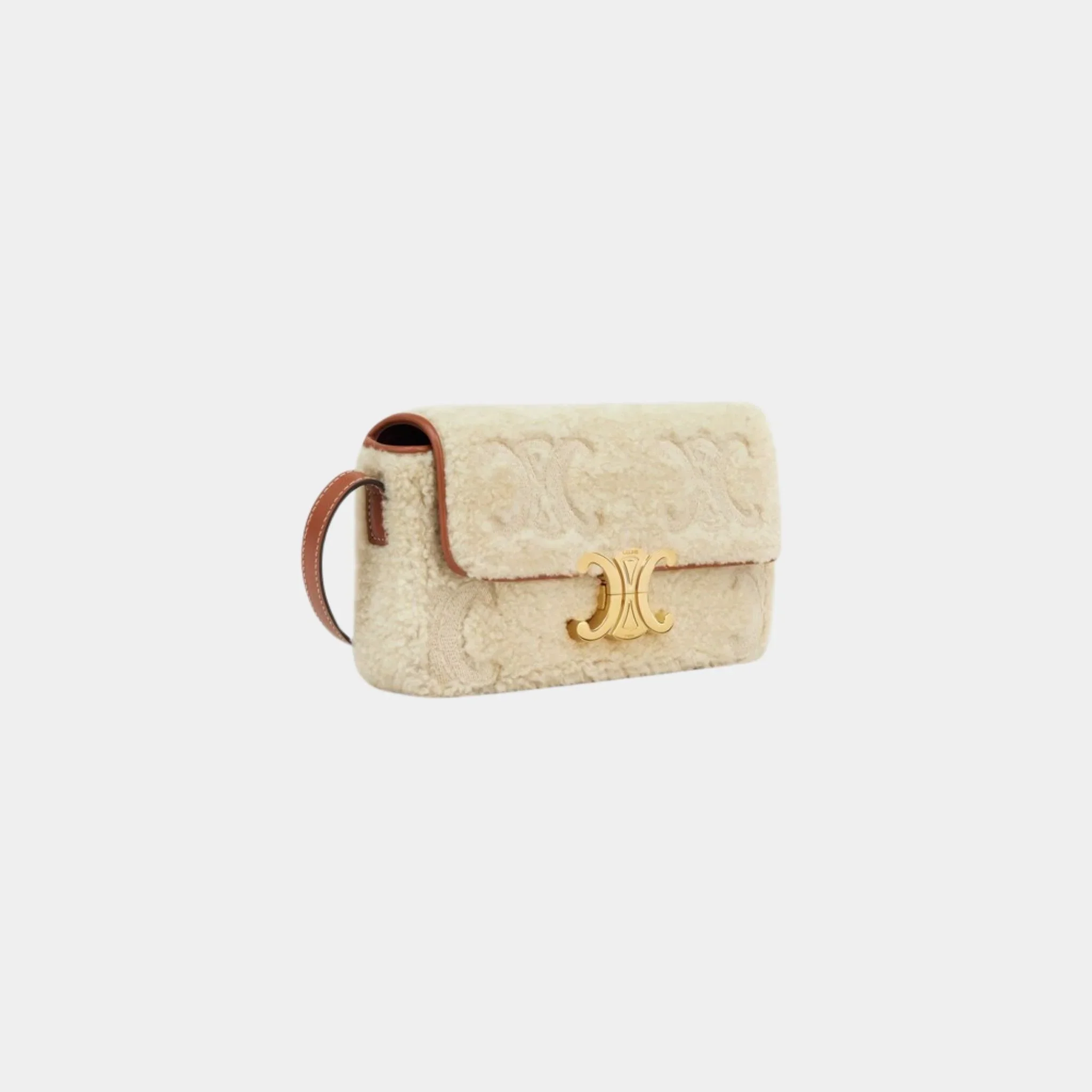 Shoulder Bag Claude Shearling with Triomphe Embroideries - Image 2