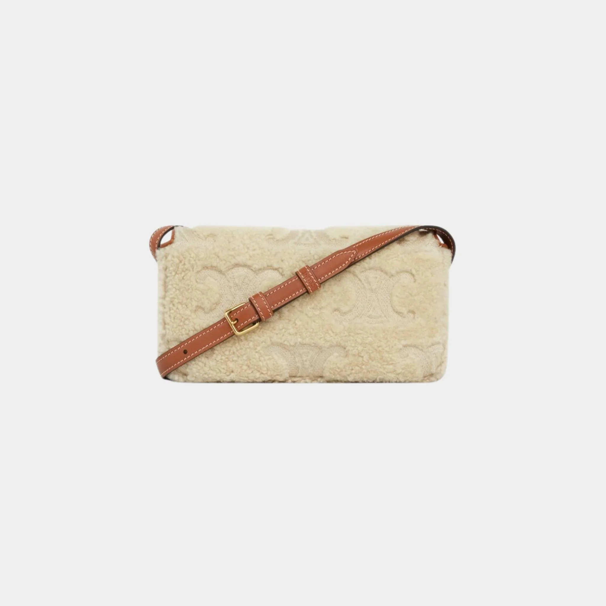 Shoulder Bag Claude Shearling with Triomphe Embroideries - Image 3