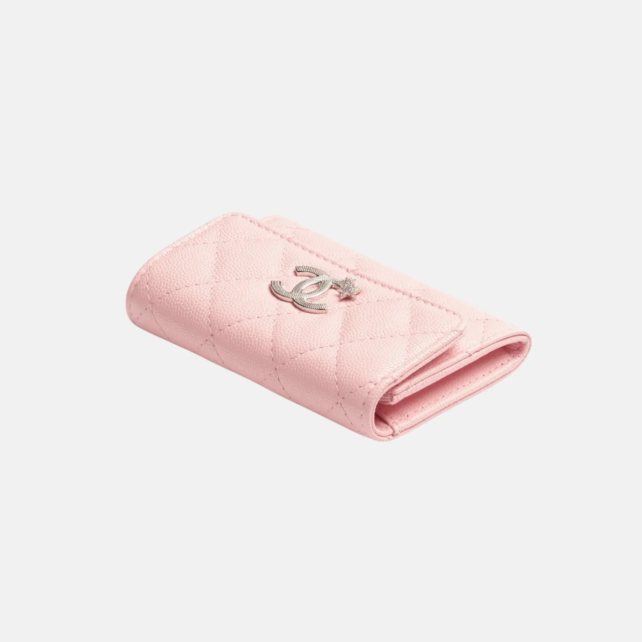 Card Holder Shiny Grained Calfskin Light Pink - Image 3