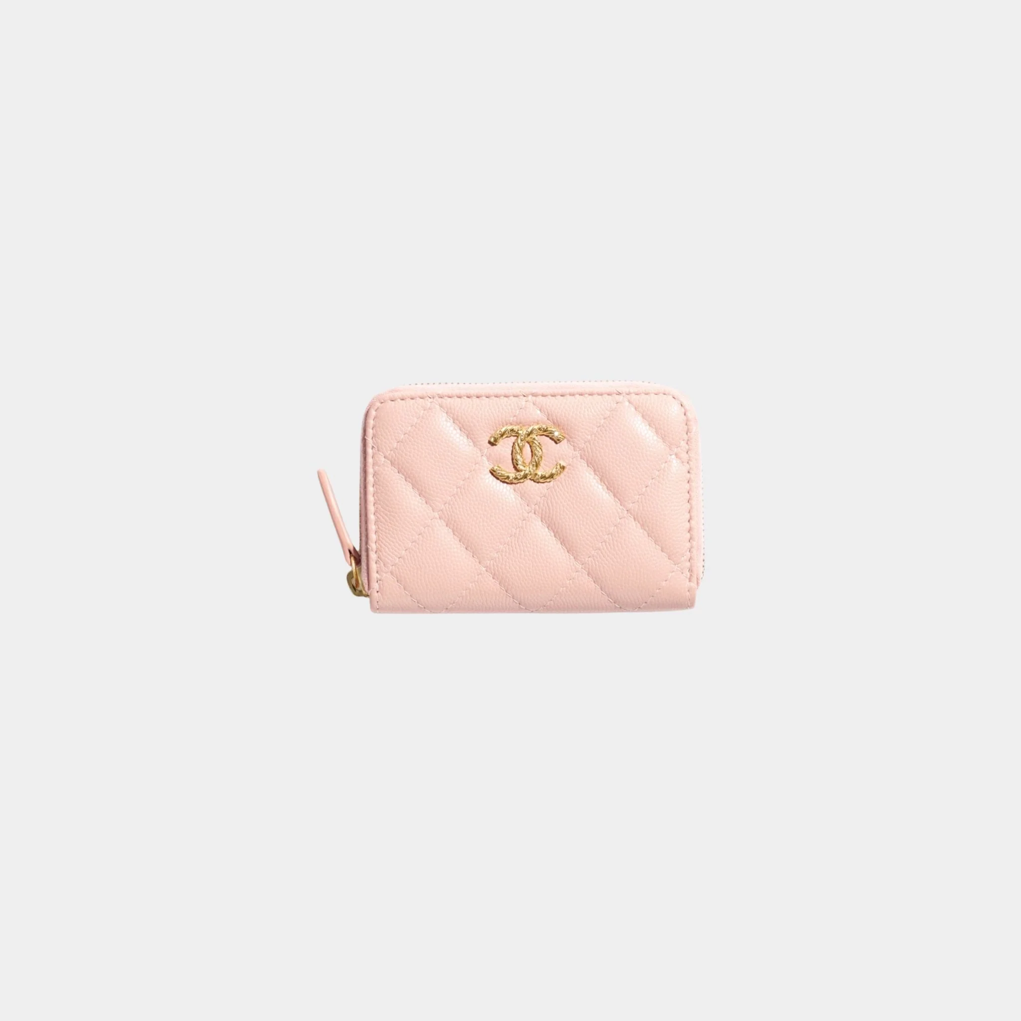 Coin Purse Shiny Grained Calfskin & Gold Tone Metal - Image 3