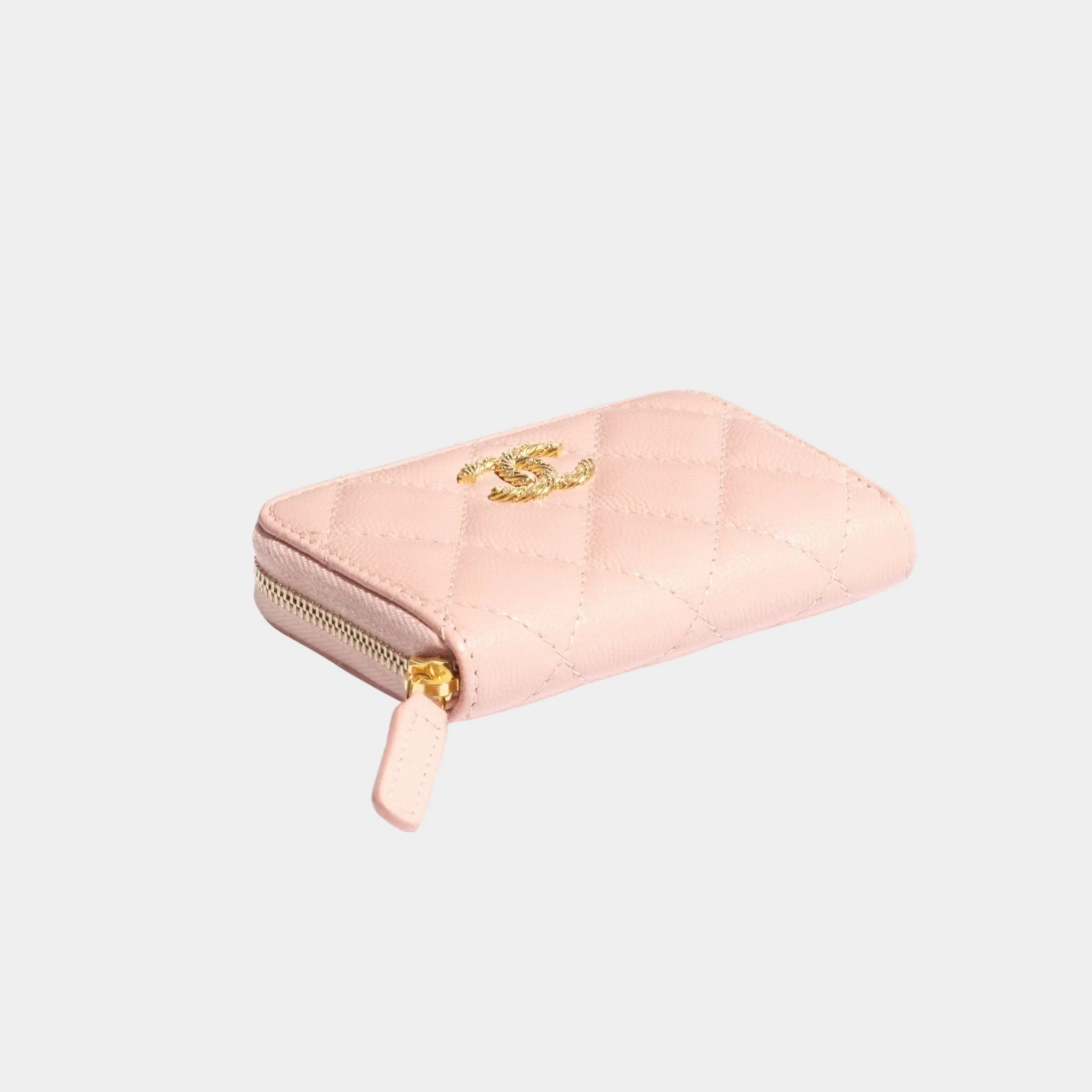 Coin Purse Shiny Grained Calfskin & Gold Tone Metal - Image 4