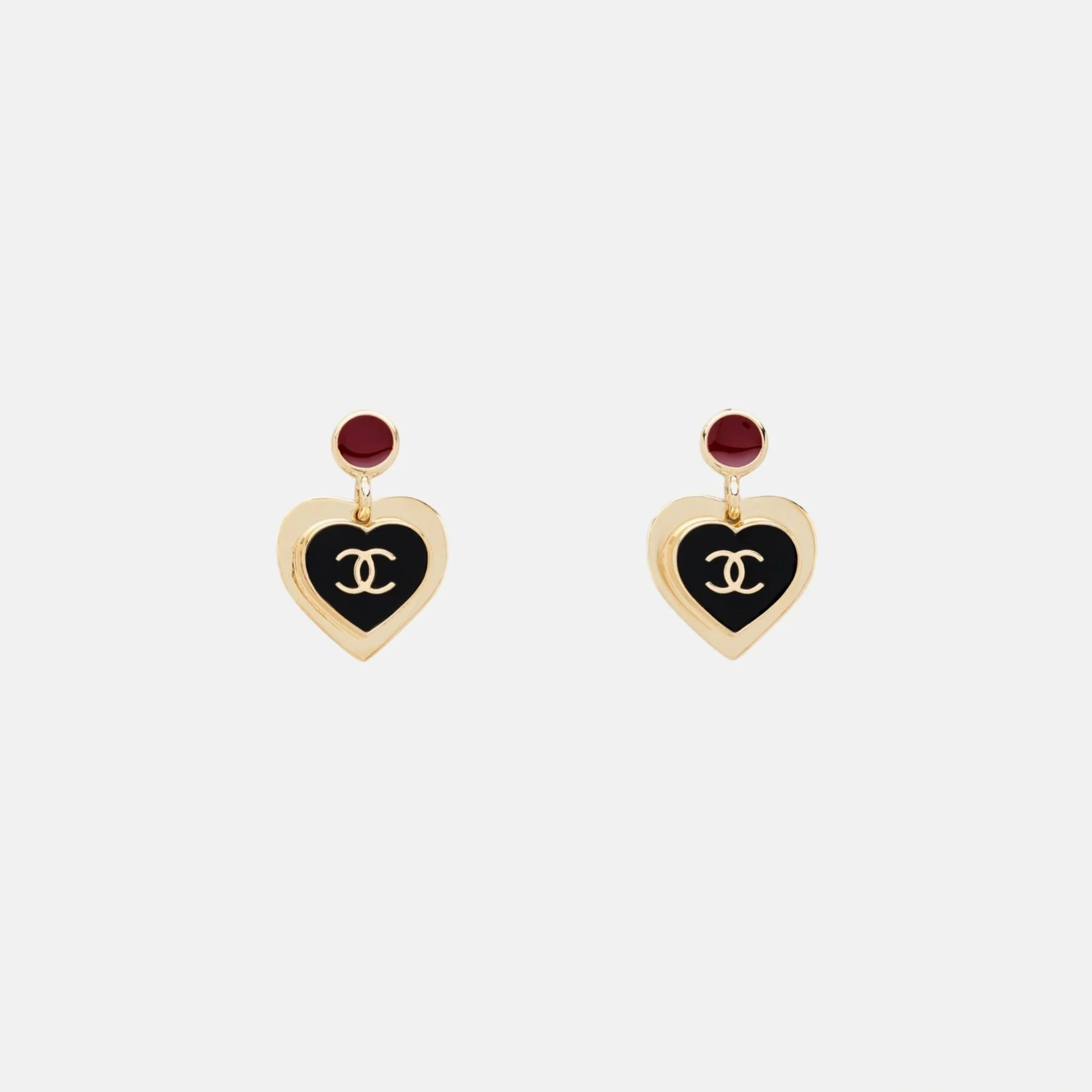 Heart Pendant Earrings in Metal and Resin