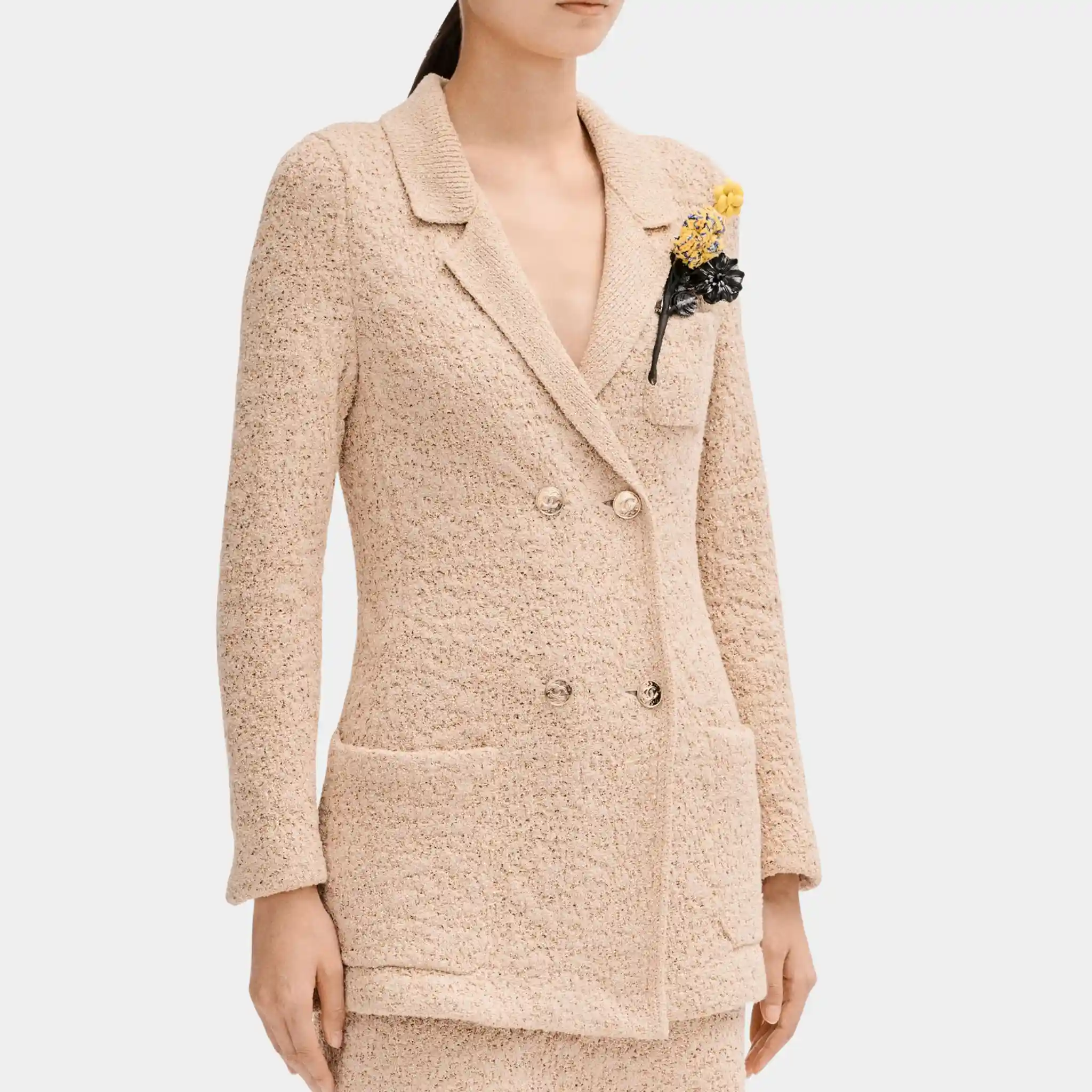 Jacket in Beige Silk And Cotton