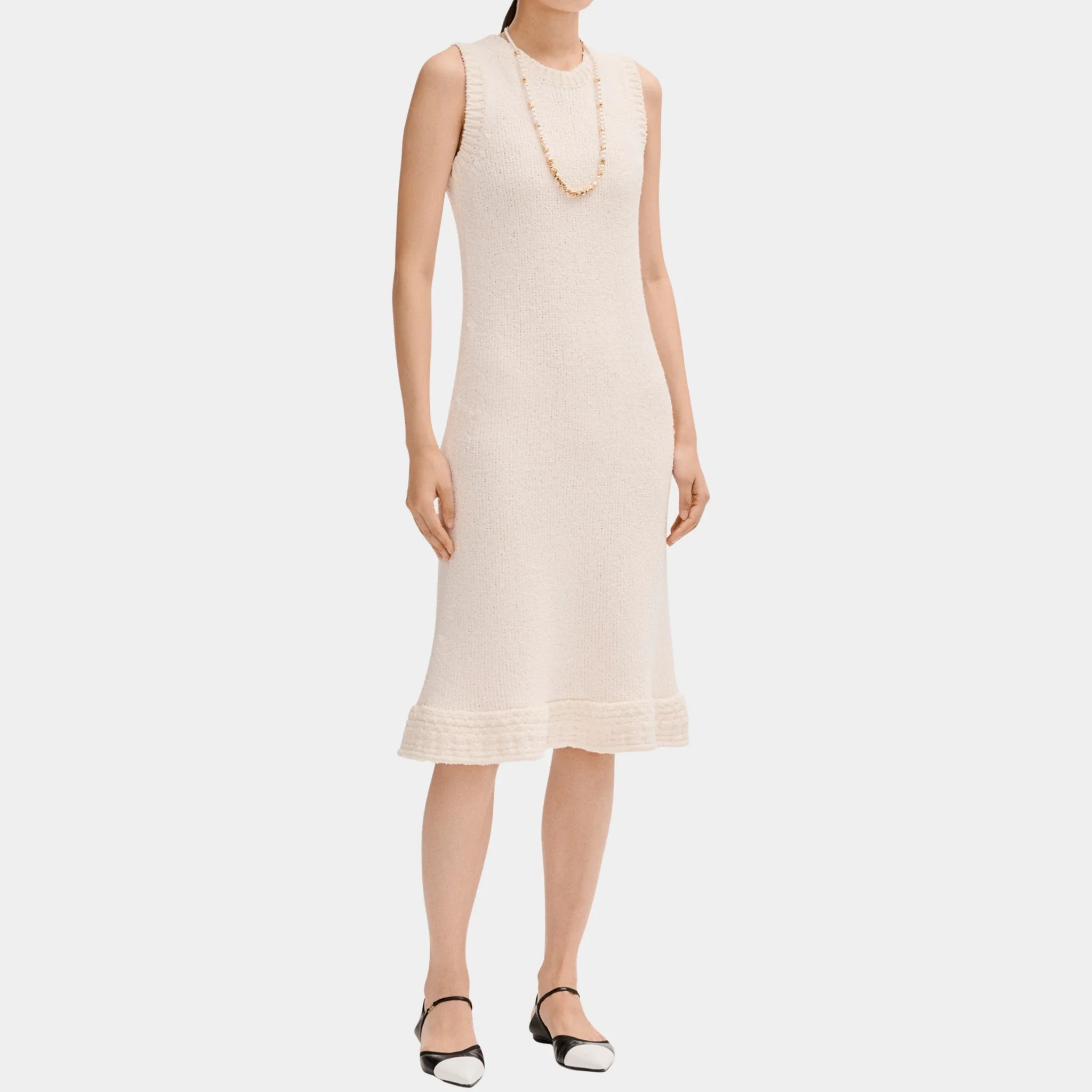 Midi Dress in Silk Ecru