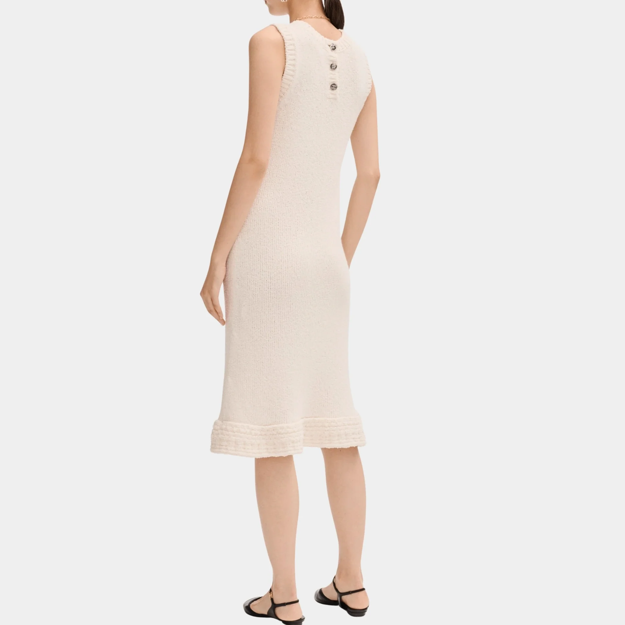 Midi Dress in Silk Ecru - Image 2