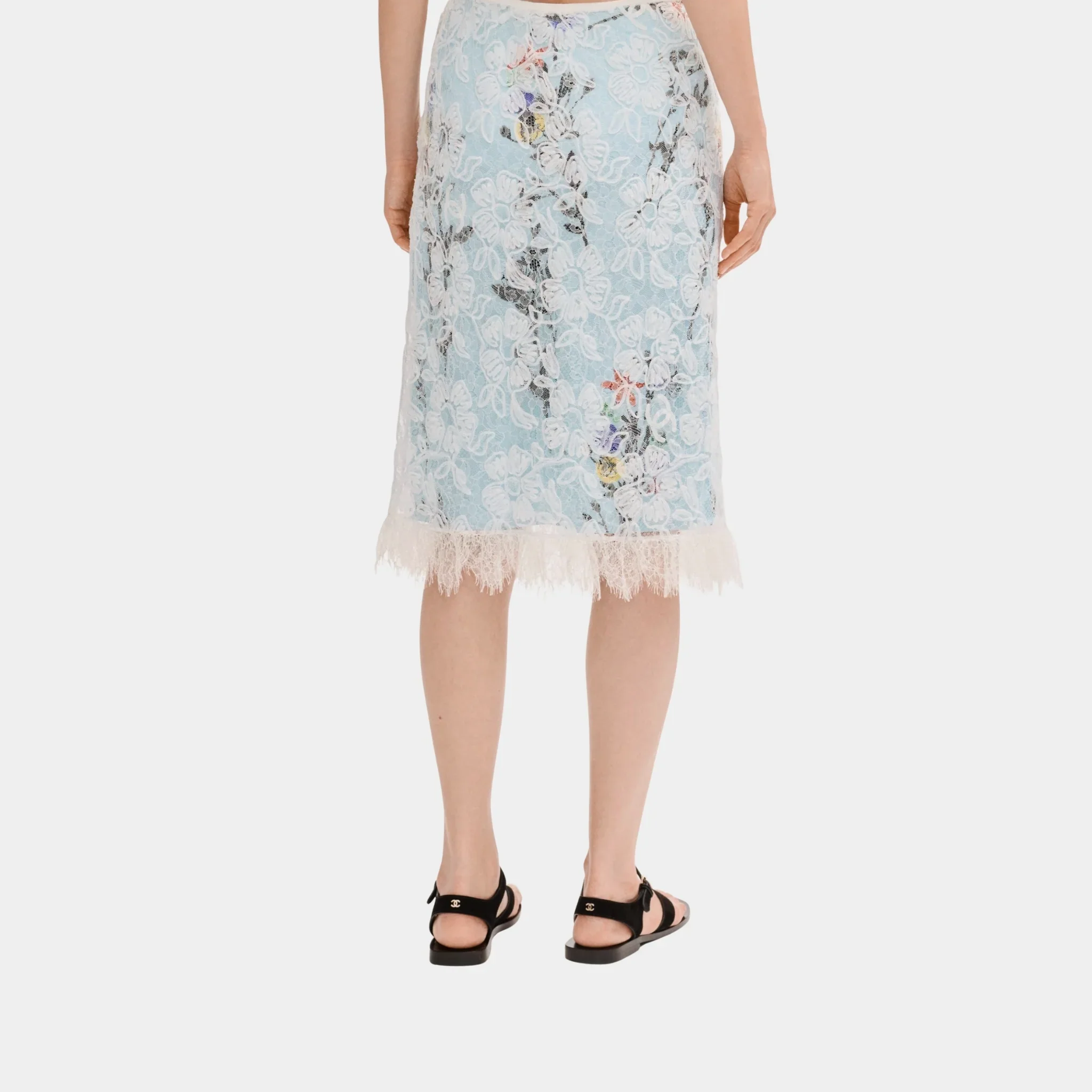 Midi Skirt in White Lace - Image 2