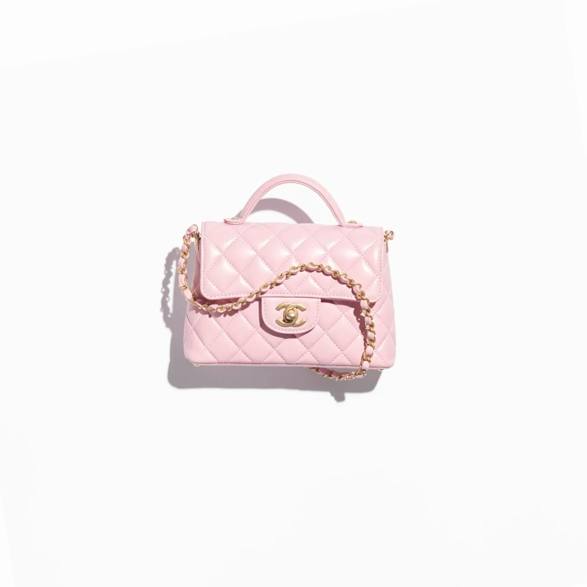 Small Flap Bag With Top Handle Lambskin - Image 4