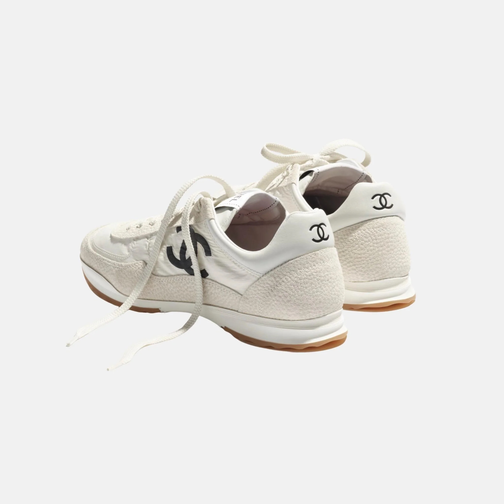Trainers in Fabric and Embossed Suede Calfskin - Image 3