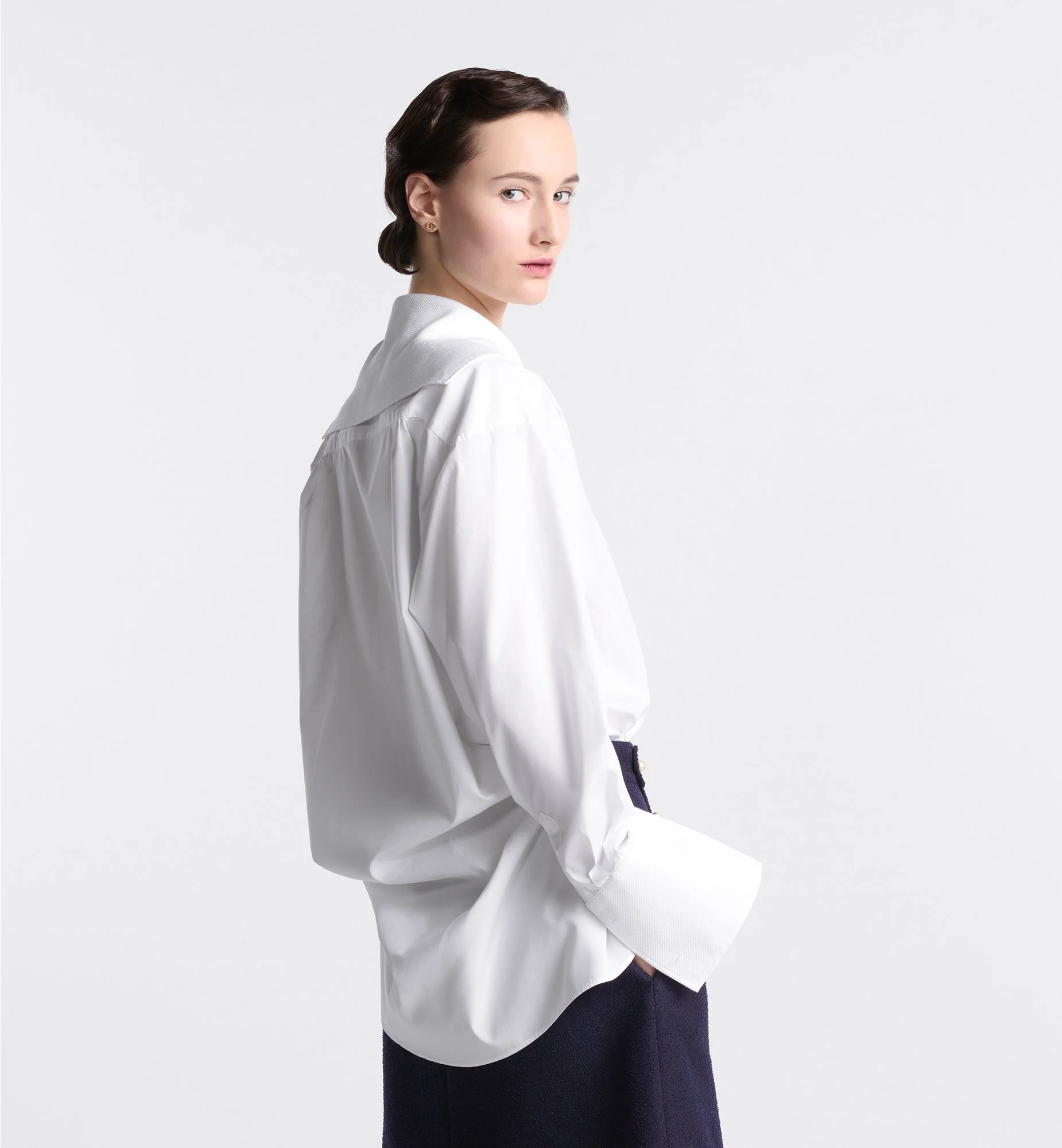 Blouse With Sailor Collar White Cotton Poplin - Image 3
