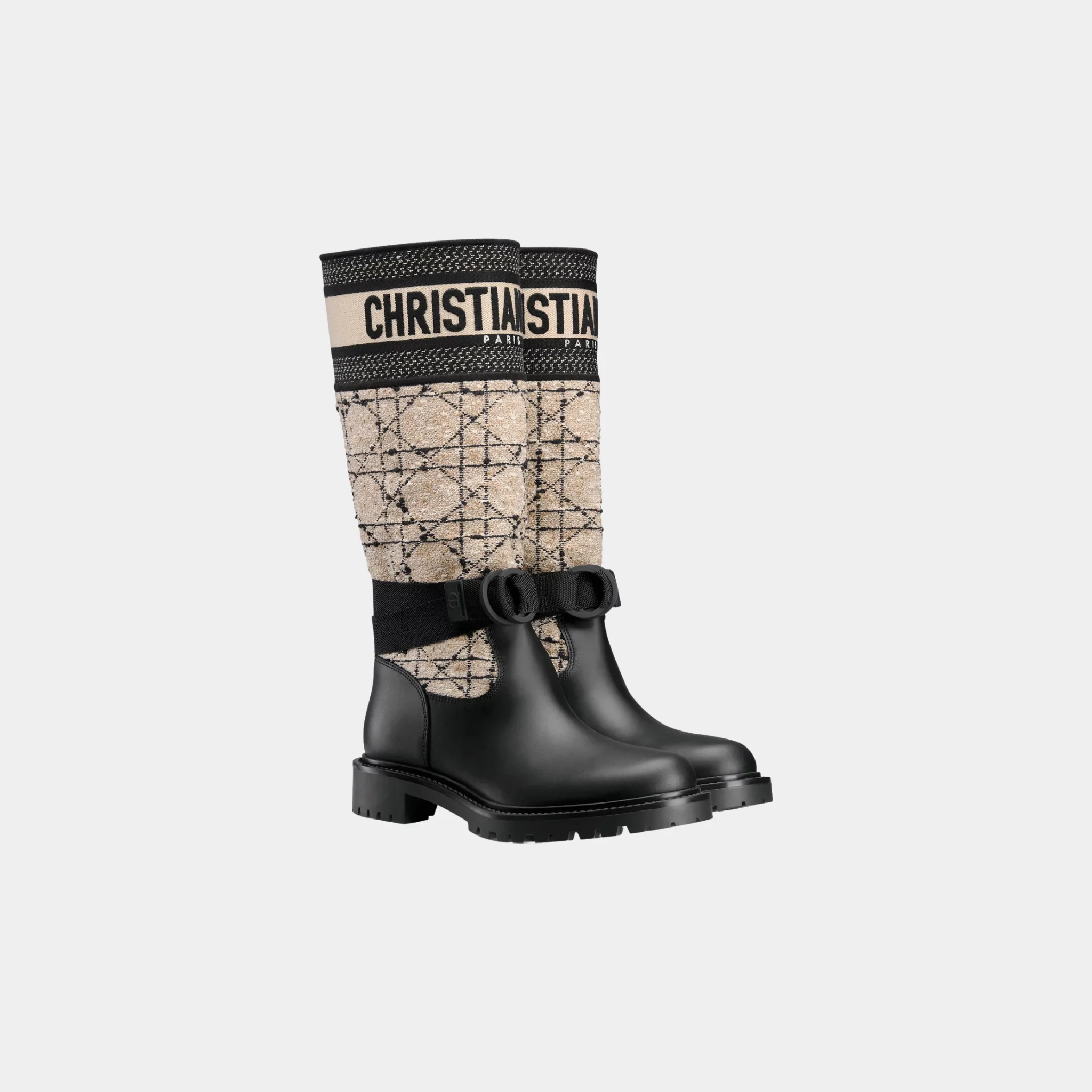 D Major Boot Cannage Tweed and Black Calfskin - Image 4