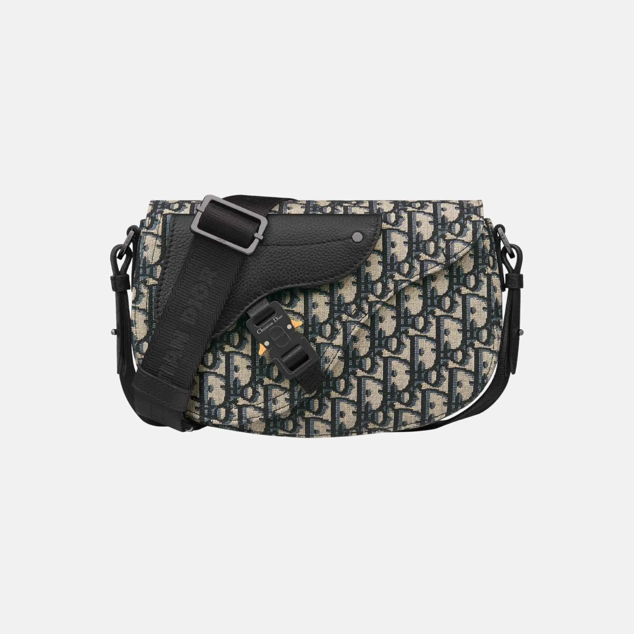 Saddle Messenger Bag In Oblique Jacquard And Grained Calfskin