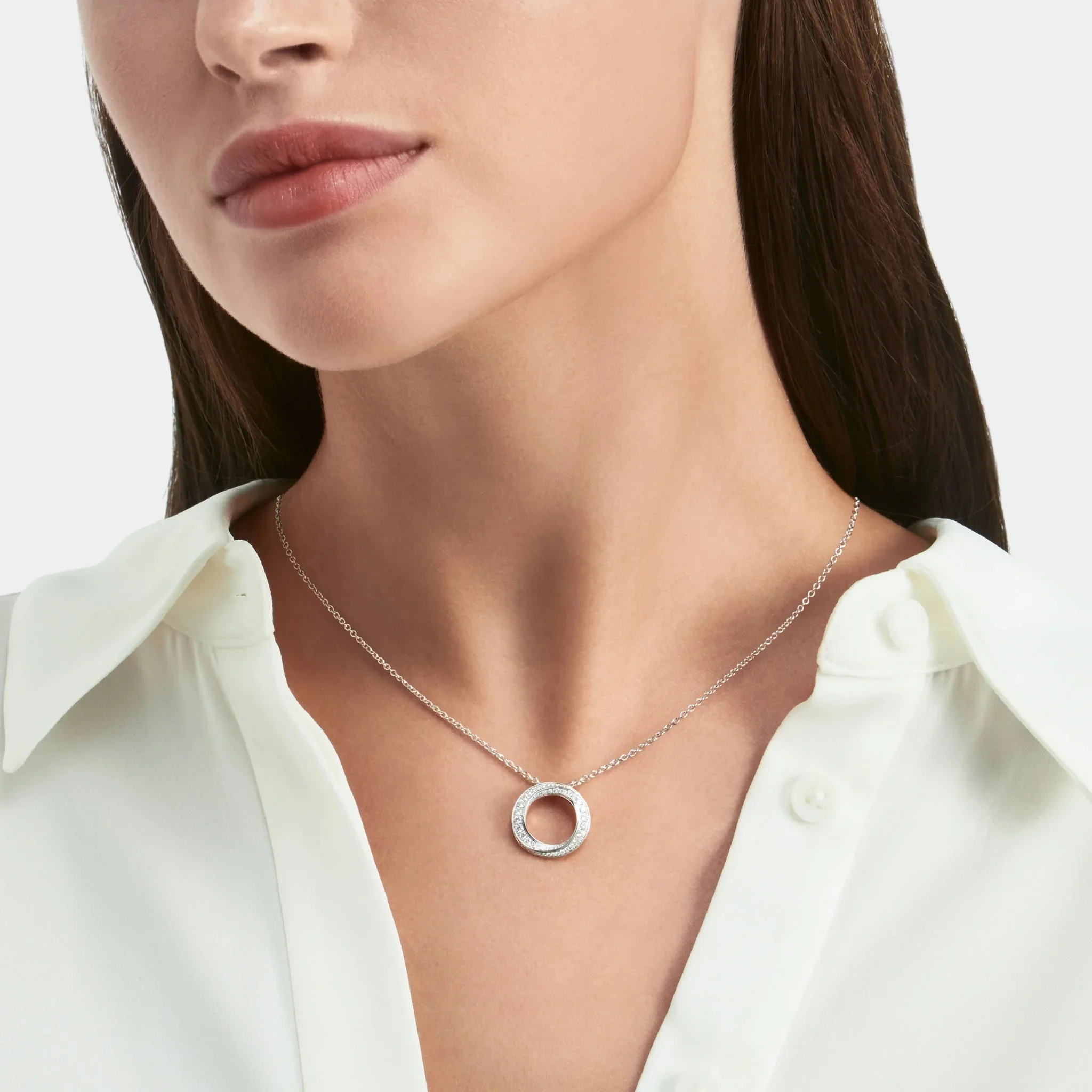 Spiral Pavé Diamond Pendant White Gold - Image 2