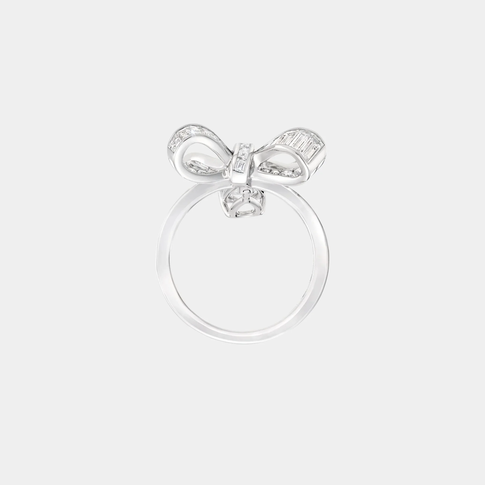 Tildas Bow Baguette Cut Diamond Drop Ring - Image 3