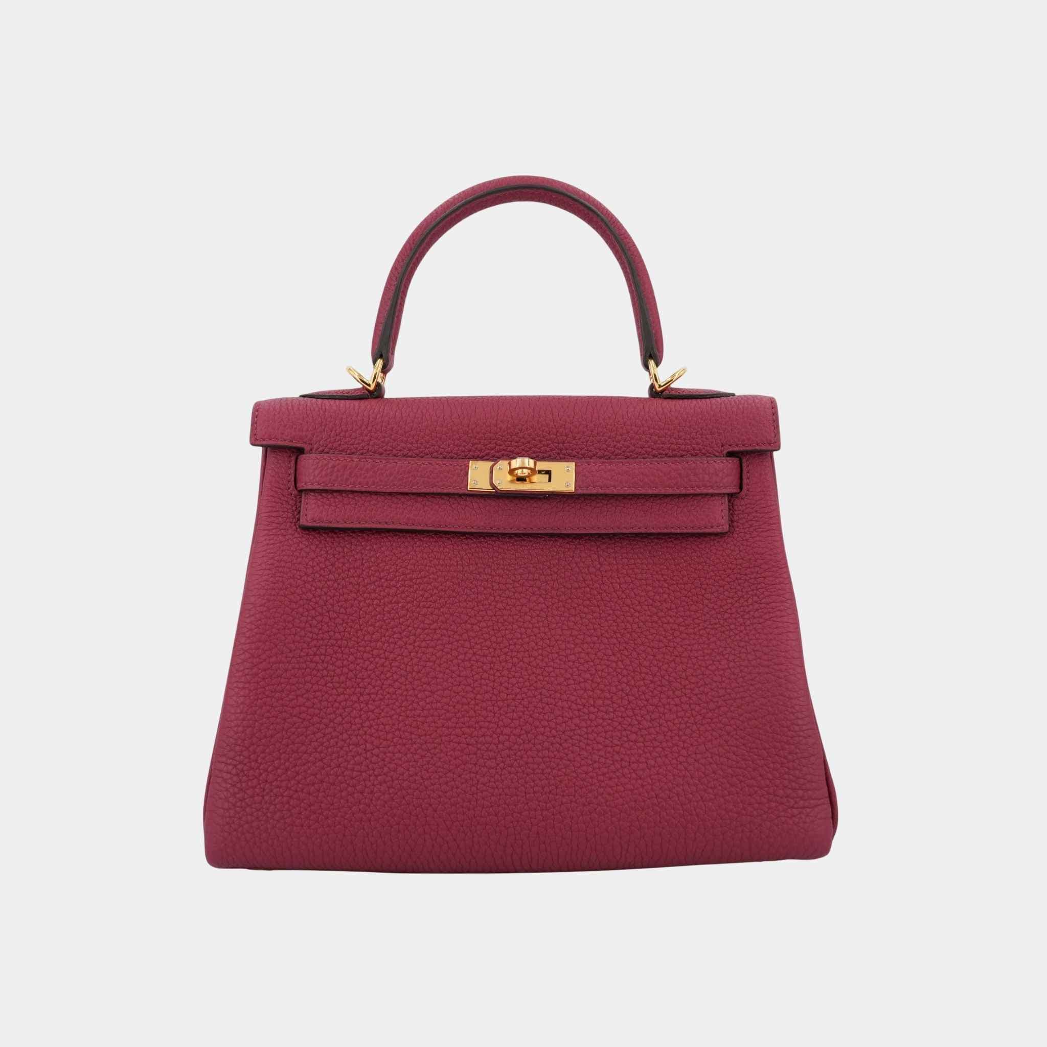 Kelly 25 Togo Rouge Grenat GHW