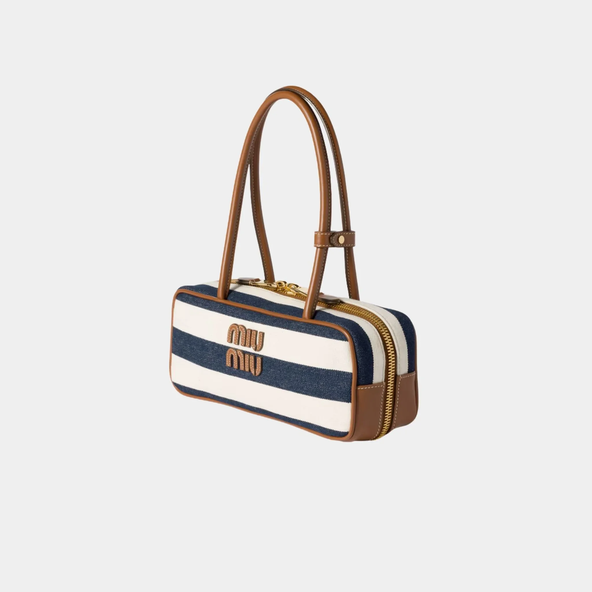 Beau Canvas and Leather Bag with Stripe Motif - Image 2