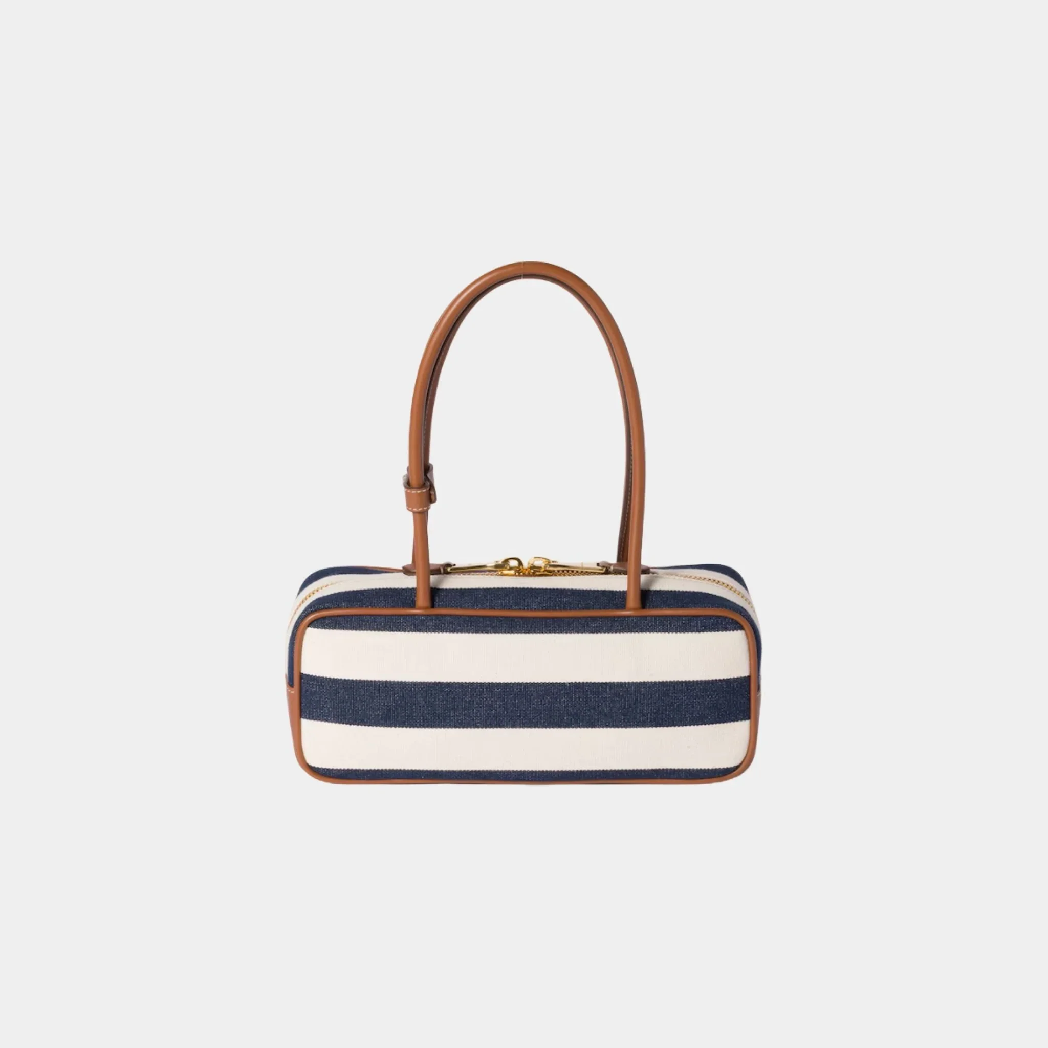 Beau Canvas and Leather Bag with Stripe Motif - Image 3