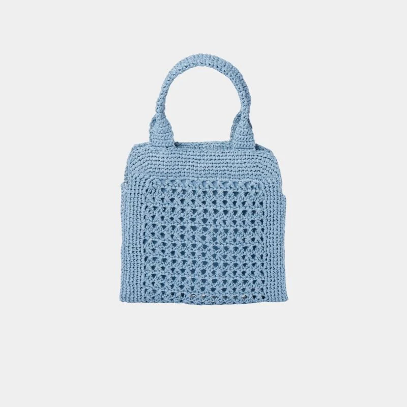 Raffia-Effect Crochet Fabric Tote Bag - Image 3