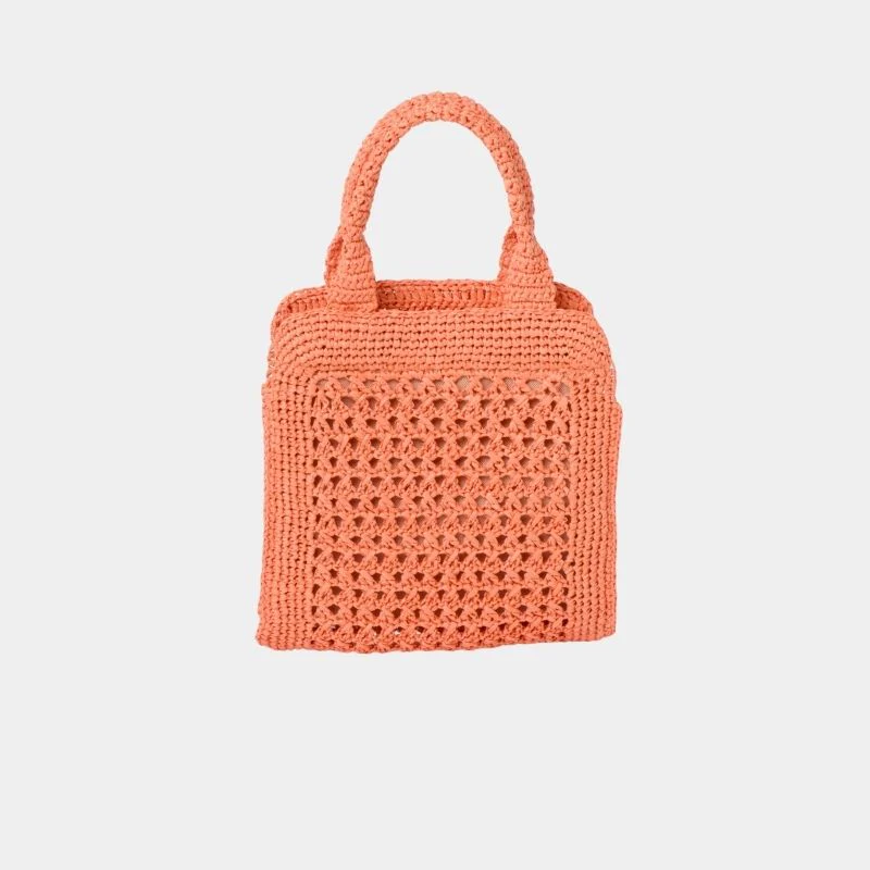 Raffia-Effect Crochet Fabric Tote Bag - Image 6