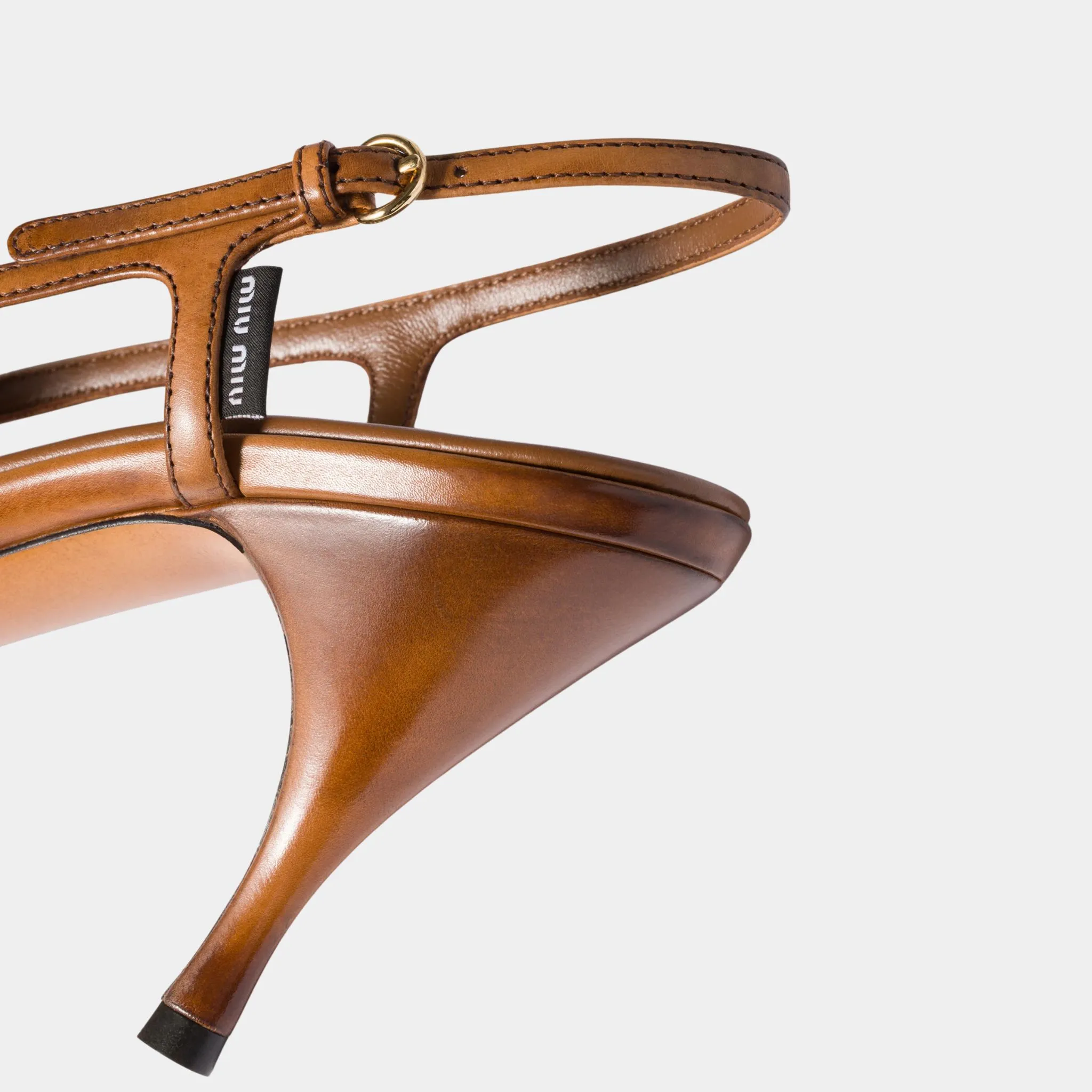 Waxed Calf Leather Slingback Pumps - Image 3