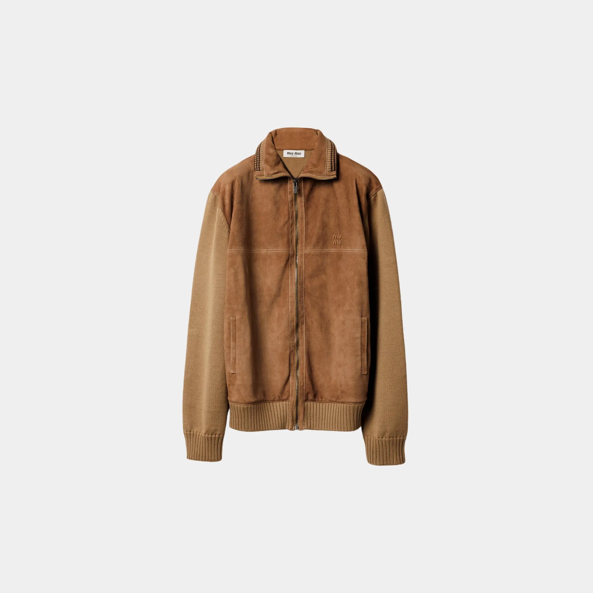 Wool and Leather Zipper Cardigan
