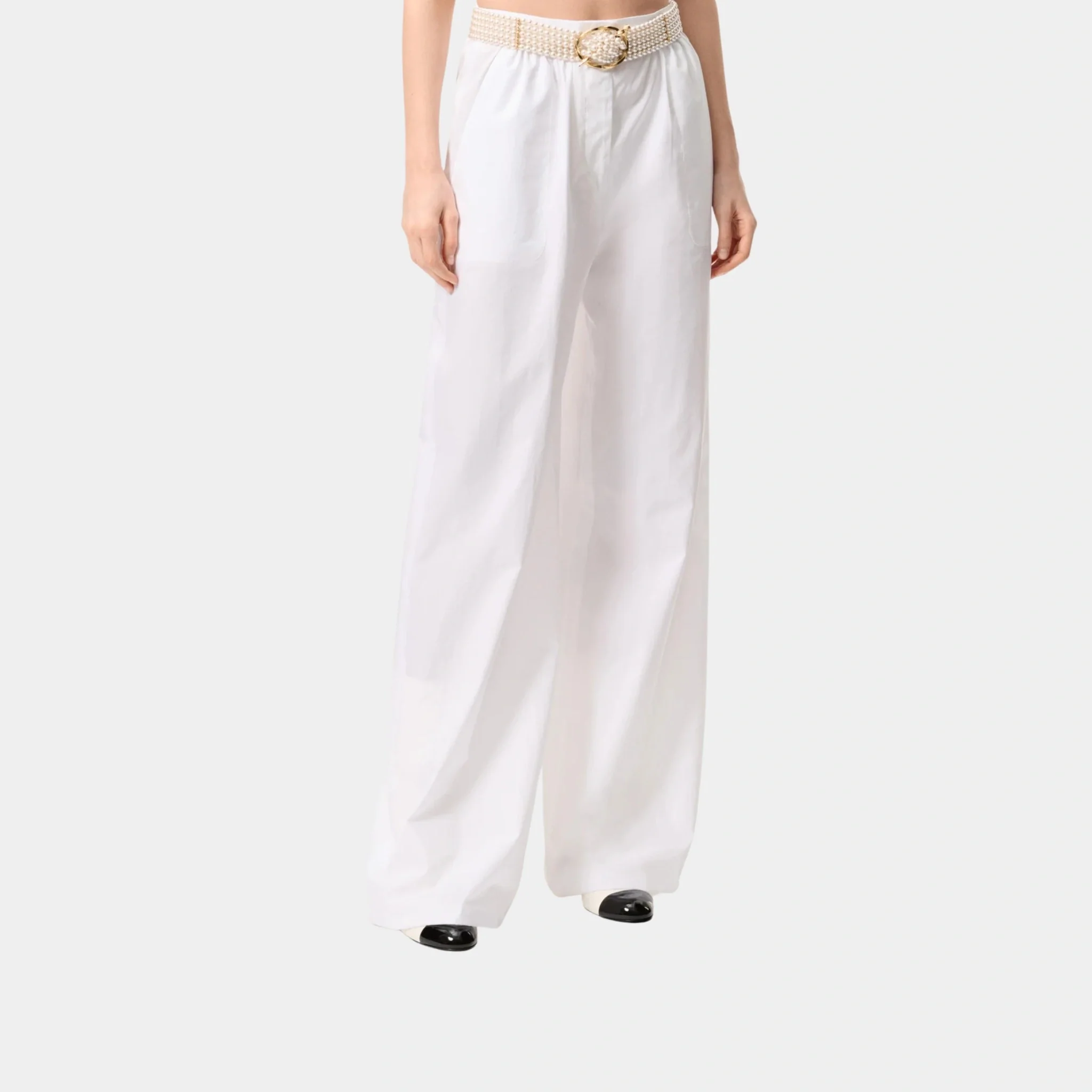Pants in White Cotton Poplin