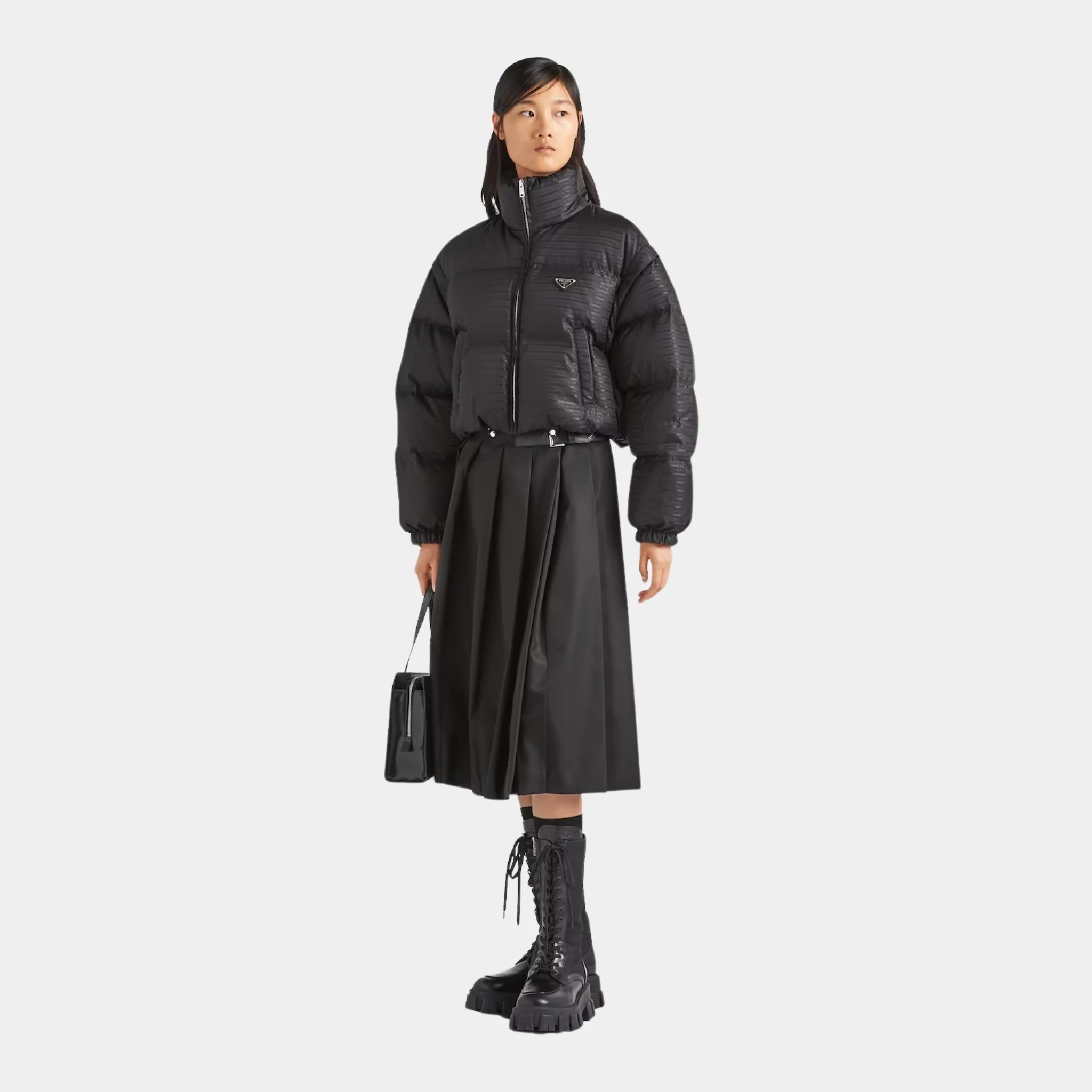 Re-Nylon Cropped Hooded Down Jacket - Image 2