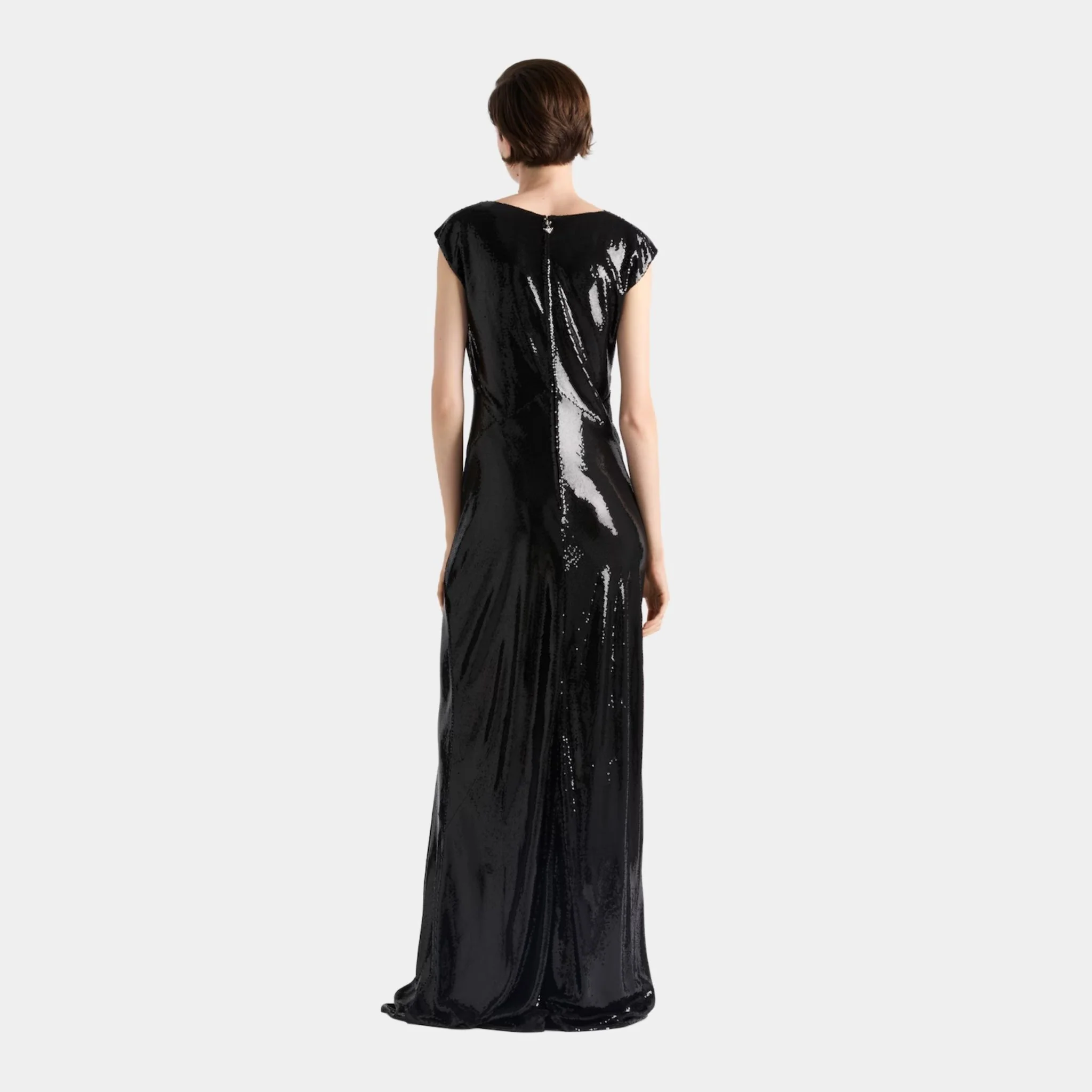 Sequined Satin Jersey long Dress - Image 3