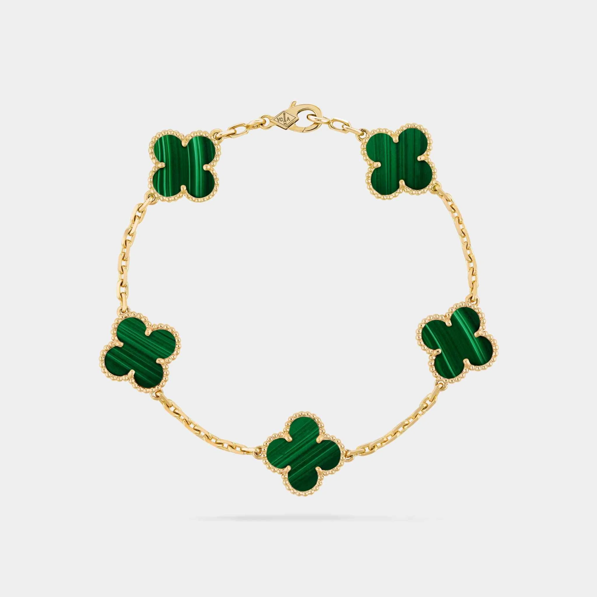 Alhambra Gold Motifs Bracelet Malachite